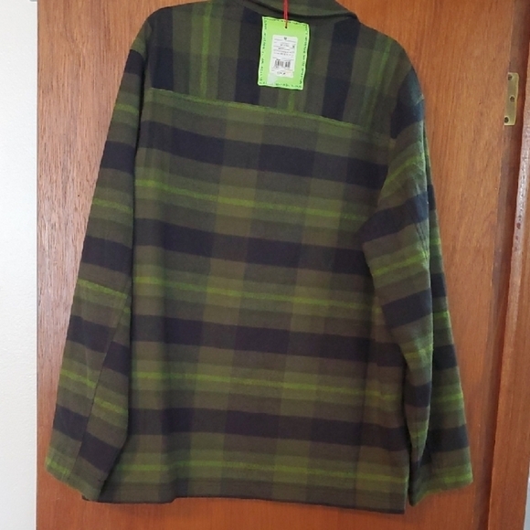 Houston White Green and Black Plaid Lightweight Shirt Jacket Medium - Picture 13 of 14